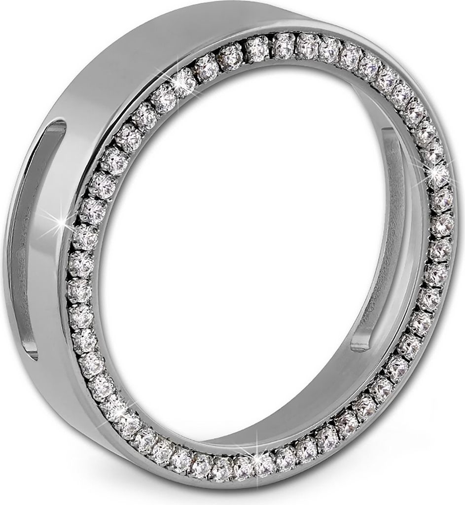 Amello Halsketten Anhänger Coinschmuck Zirkonia weiß Edelstahl Damen ESC021W