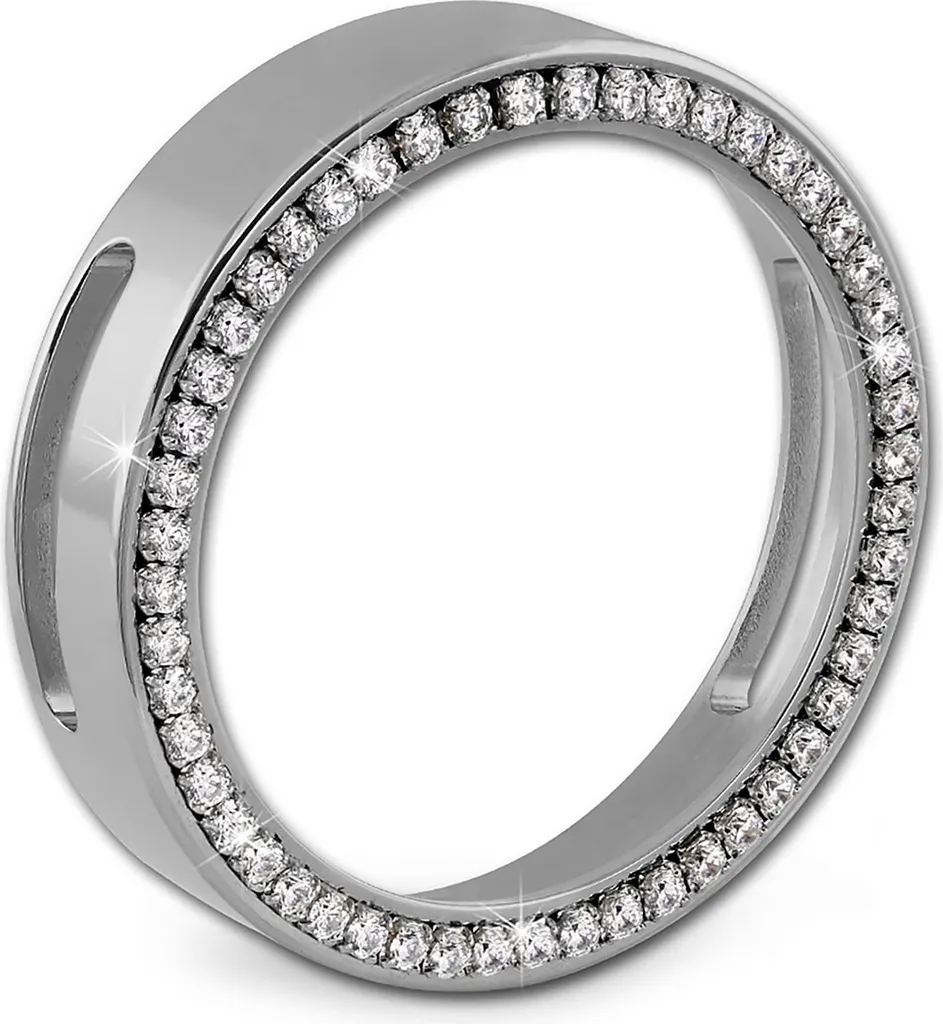 Amello collana ciondolo moneta gioielli zirconi bianco acciaio inox donna ESC021W