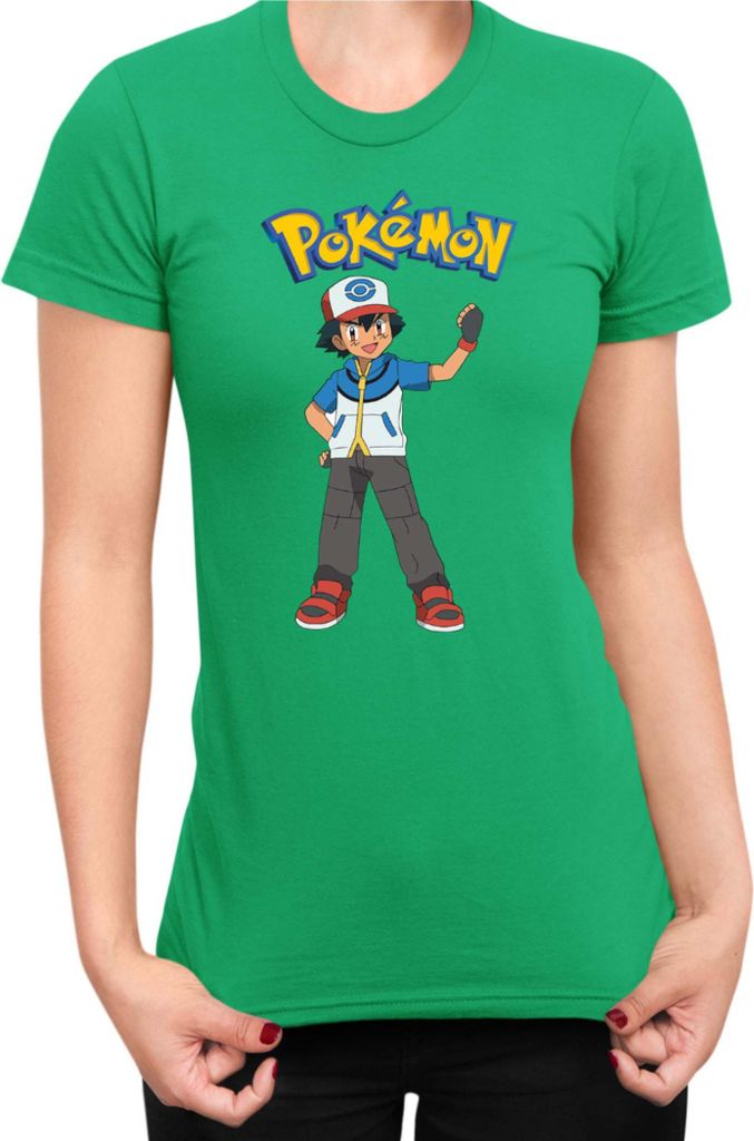 Damen T-Shirt Japan Manga Anime Comics Pokemon 015, Lady XL / Grün