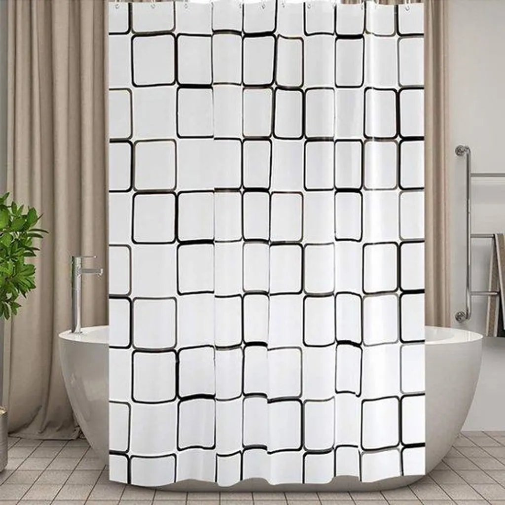 Rideau de douche extra long anti-moisissure pour baignoire haute
