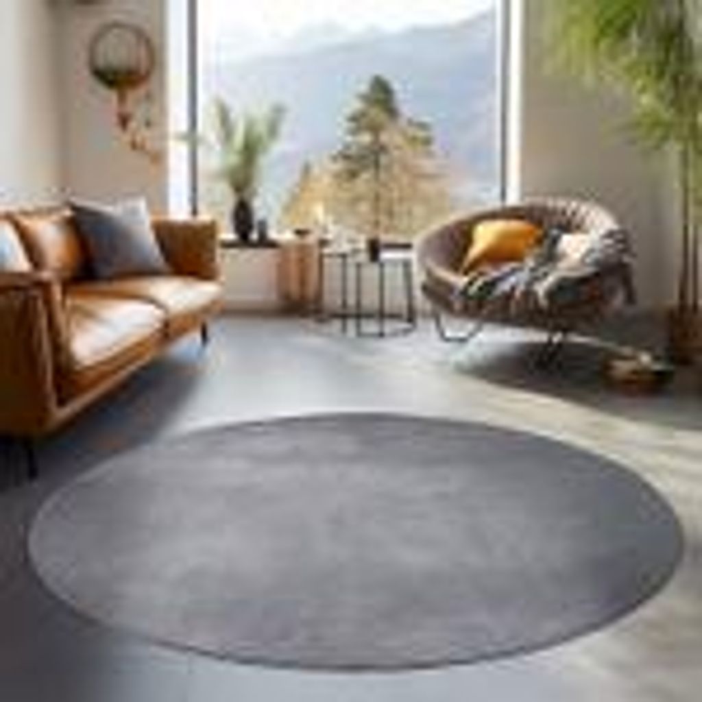 Teppich Wohnzimmer Schlafzimmer Esszimmer Läufer Flur Flauschiger Teppich Waschbar Rutschfest Soft Weicher Farbe: Grau Größe : 160 cm Rund