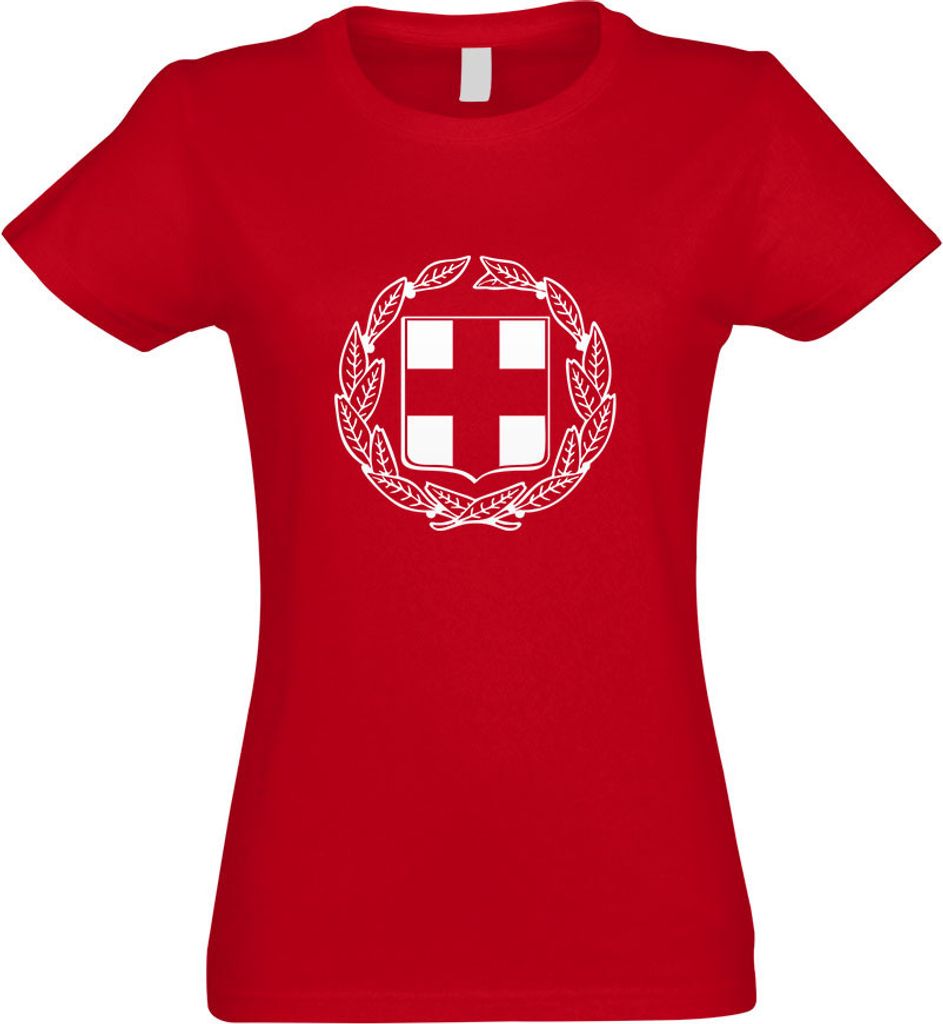 Kiwistar - T-Shirt tailliert - Damen - rot - Griechenland Wappen - mit Motiv Bedruckt - Funshirt Design - Sport - Freizeit - Damen - M