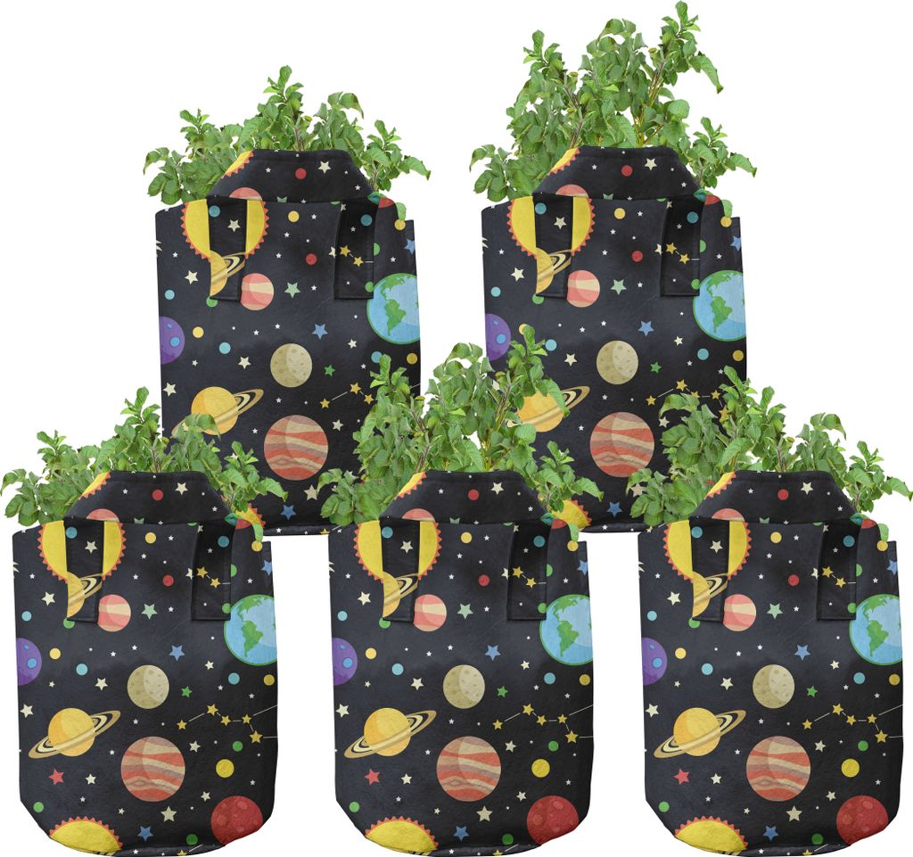 ABAKUHAUS Platz Zuchttöpfe 5er-Pack, Sun Earth Constellations, hochleistungsfähig Stofftöpfe mit Griffen für Pflanzen, 5 Gallonen, Mehrfarbig