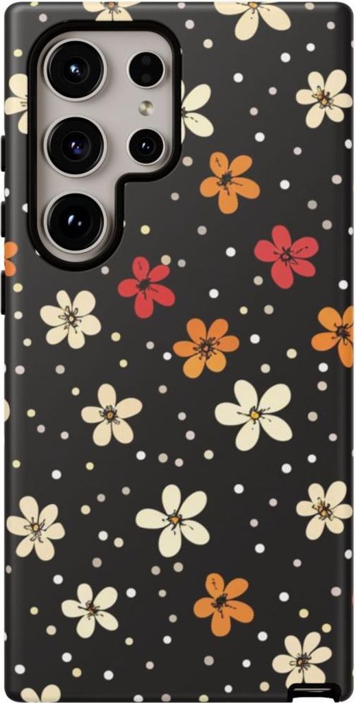 Verspieltes Blüten- und Tupfenmuster – Hülle Kompatibel mit Samsung Galaxy S24 Ultra