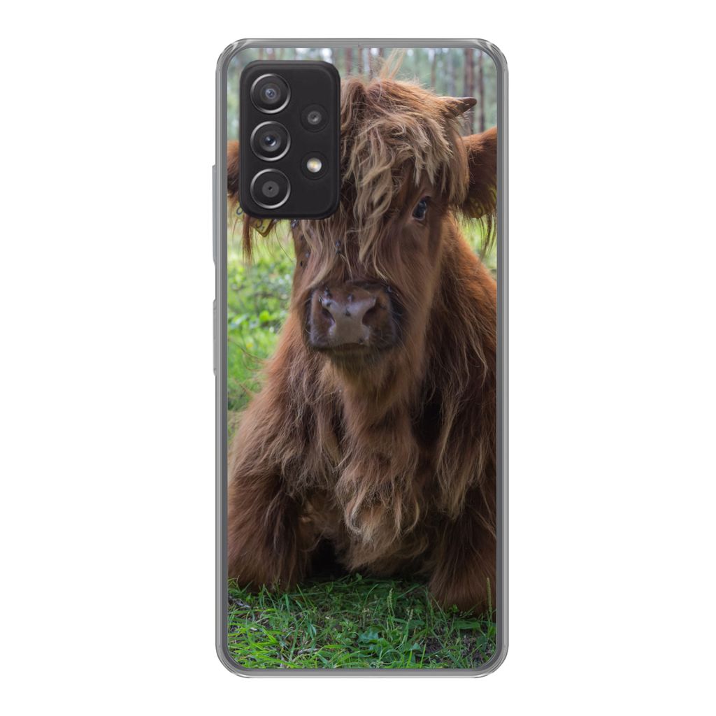 MuchoWow Handyhülle Schutzhülle Hülle für Samsung galaxy a73 Schottischer Highlander - Kröte - Tiere Silikon Softcase Handy Hülle - Handyh...