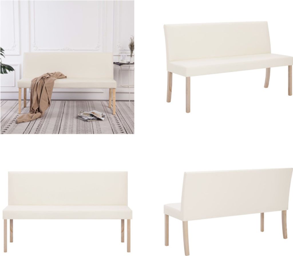 vidaXL Sitzbank 139,5 cm Cremeweiß Kunstleder - Bank - Bänke - Flurbank - Flurbänke