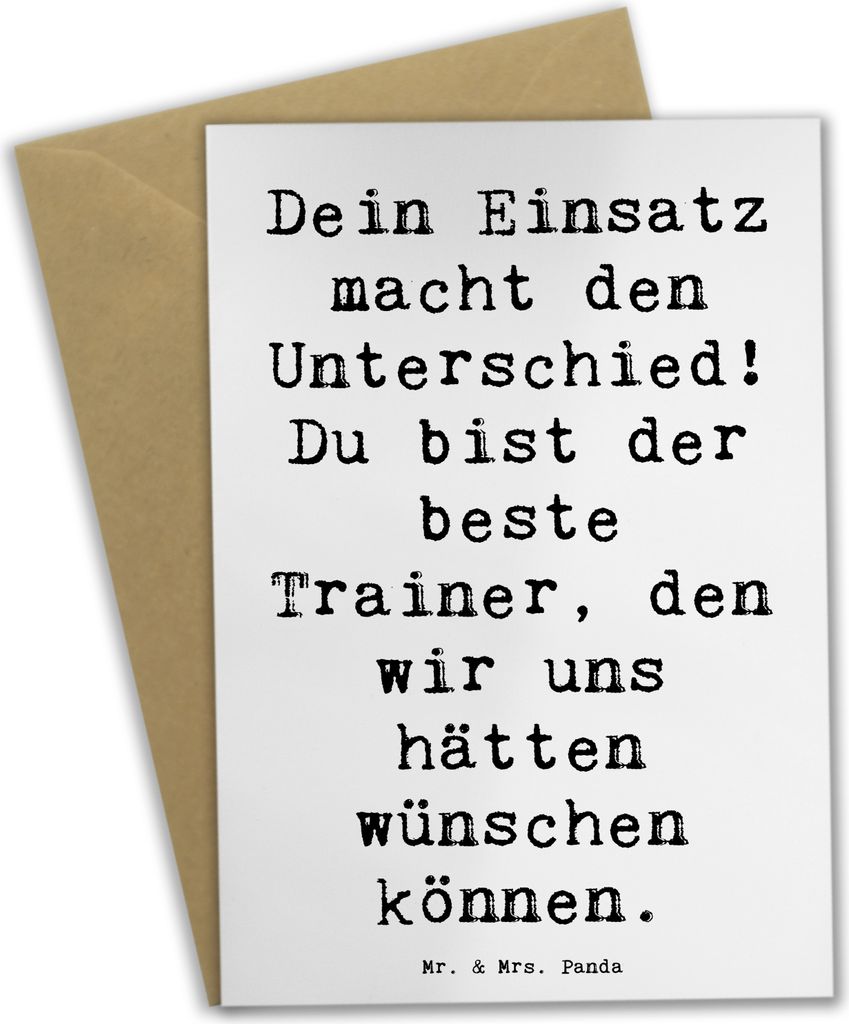 Mr. & Mrs. Panda Grußkarte Spruch Trainer Unterschied - Weiß - Geschenk, einladungskarten, handgefertigt, Danke sagen, Dankeschön, Aufmerksamkei...