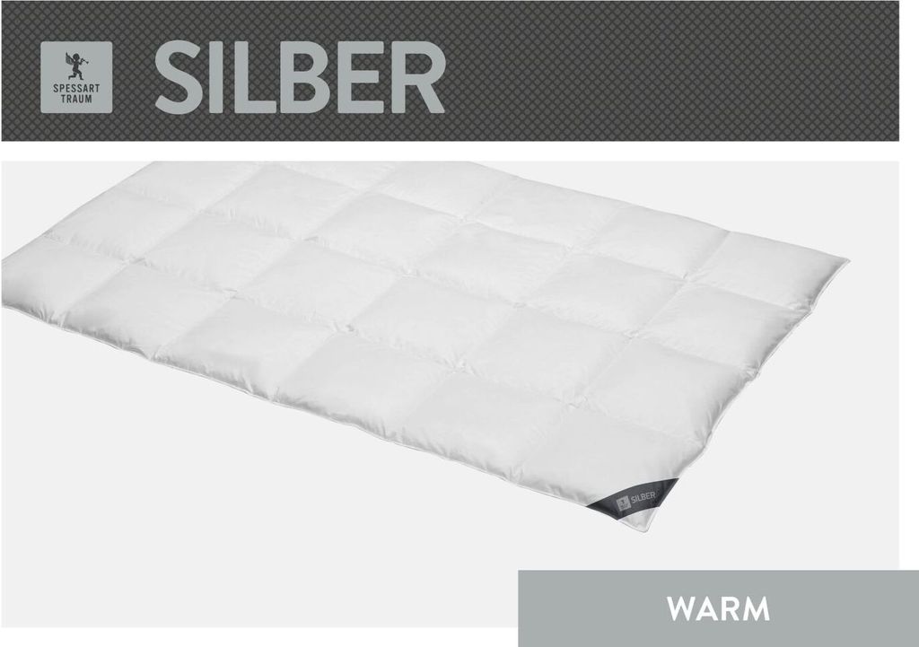 Spessarttraum Daunendecke Silber, Füllung: 100% Daunen, Bezug: 100% Baumwolle Größe 200 x 220 cm Wärmeklasse warm