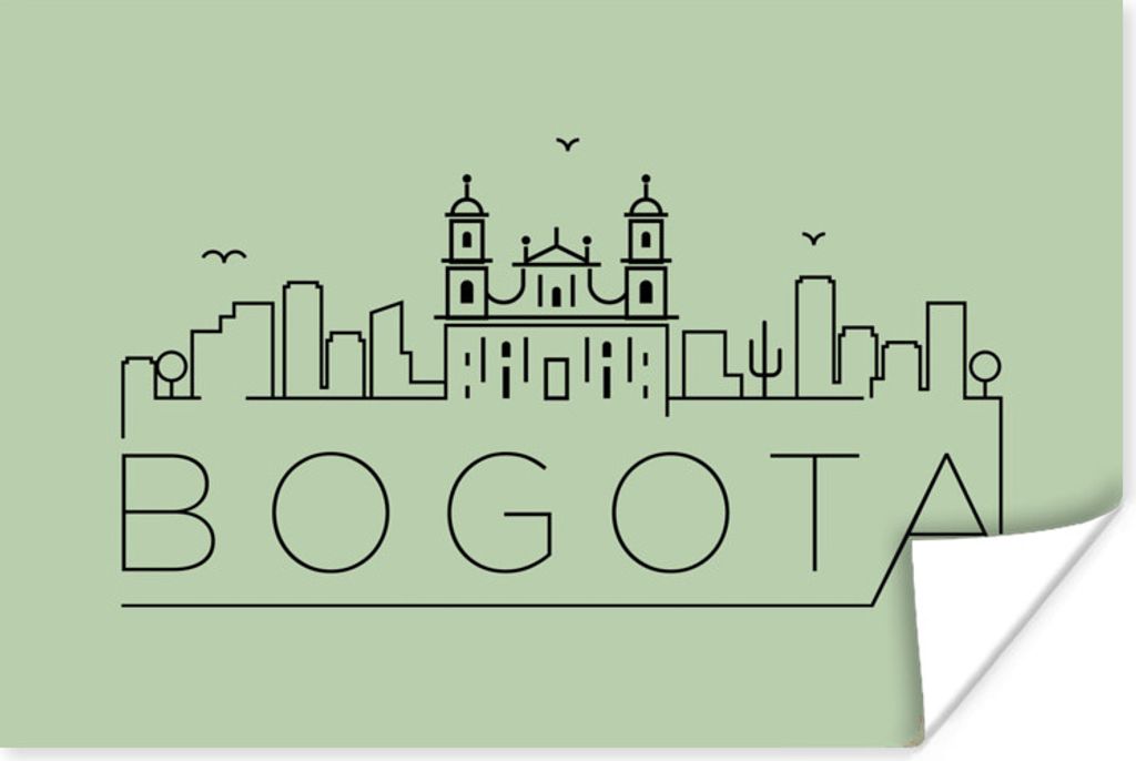 MuchoWow Poster Skyline "Bogota" grün 90x60 cm - Schlafzimmer