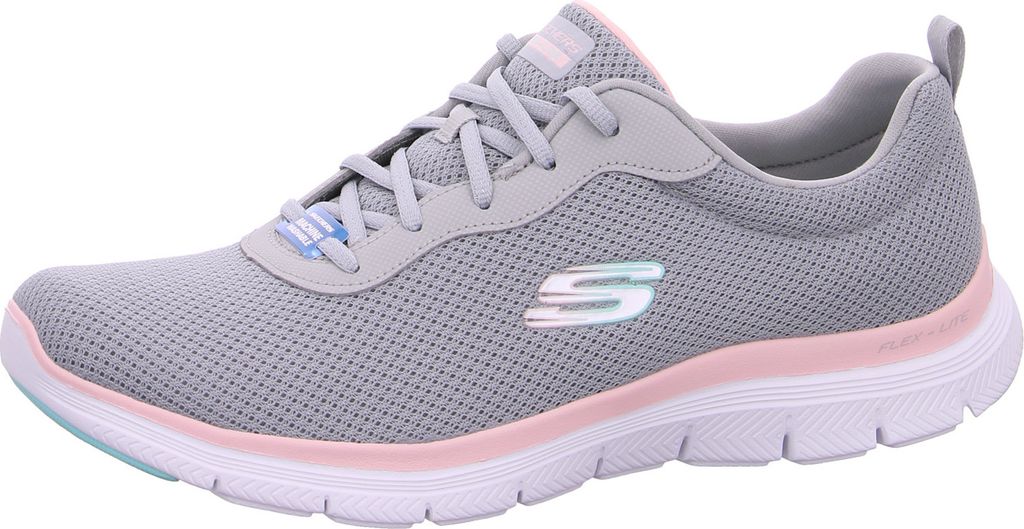 Skechers Flex Appeal 4.0 sportlicher Schnürer Grau Produktbild 