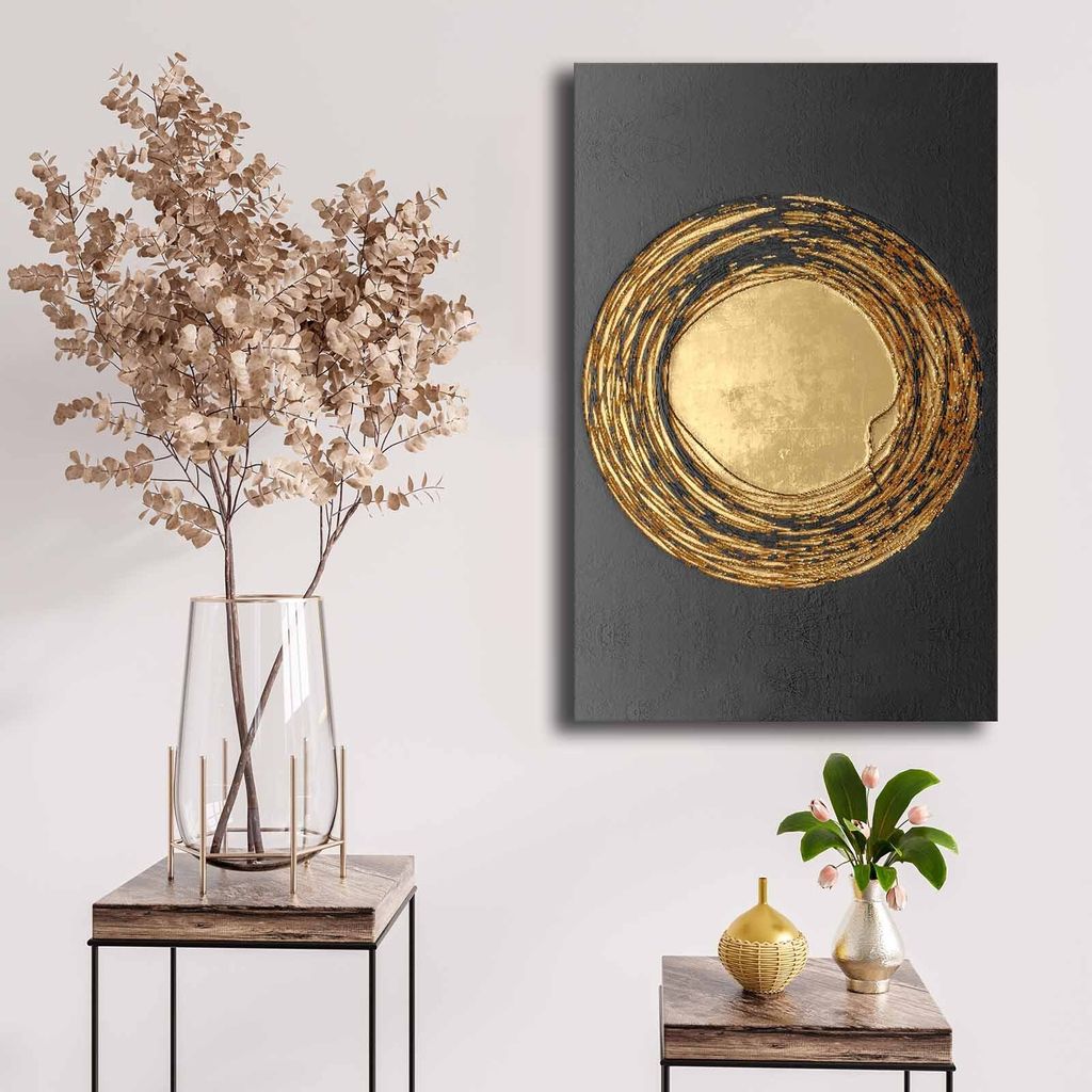 Wallity, 4570NISC-024, Leinwandbilder, Gold, Kiefernholz, 45 x 70 cm