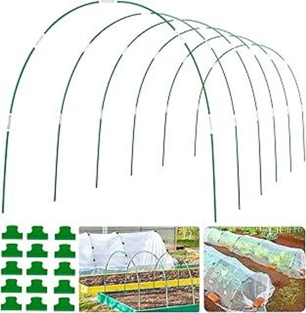 Tunnel Piante DIY per Aiuola Rialzata - Archi in Fibra di Vetro + Clip