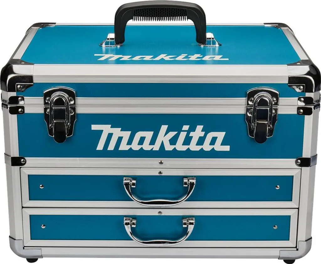 Mallette Makita Aluminium Vide Bleue avec Coins Renforcés et Serrure