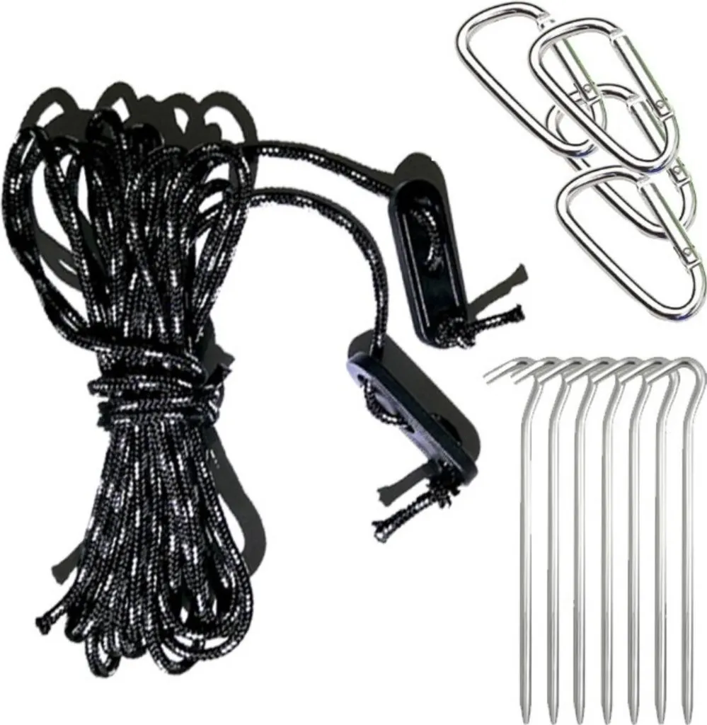 INF Set 12 Corde Leggere 2m per Tenda e Teloni con Picchetti Alluminio