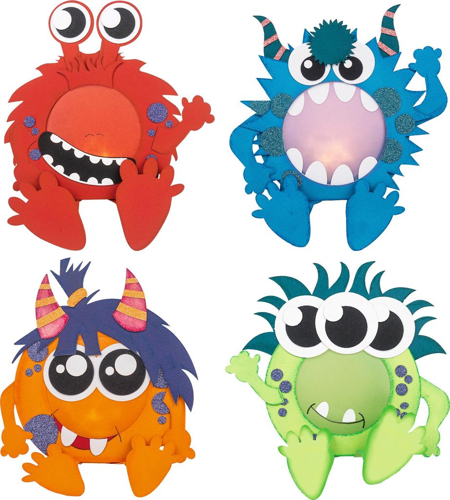 Bastelset Paper Illuminies Minilichter ca. 9cm Little Monster VE=4 Stück