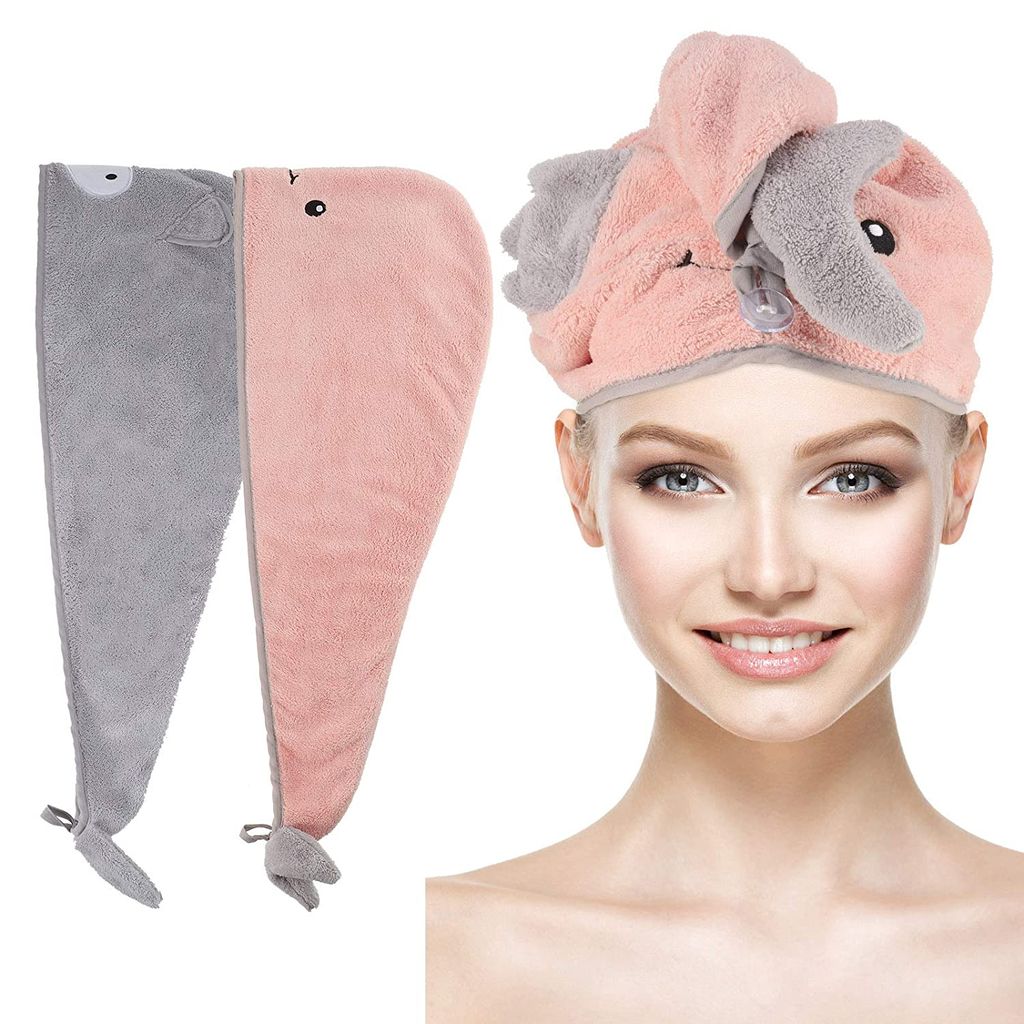 2x Haar Handtuch Turban Kopfhandtuch Kaffee und Pink  im Set Handtuch  Turban DE 
