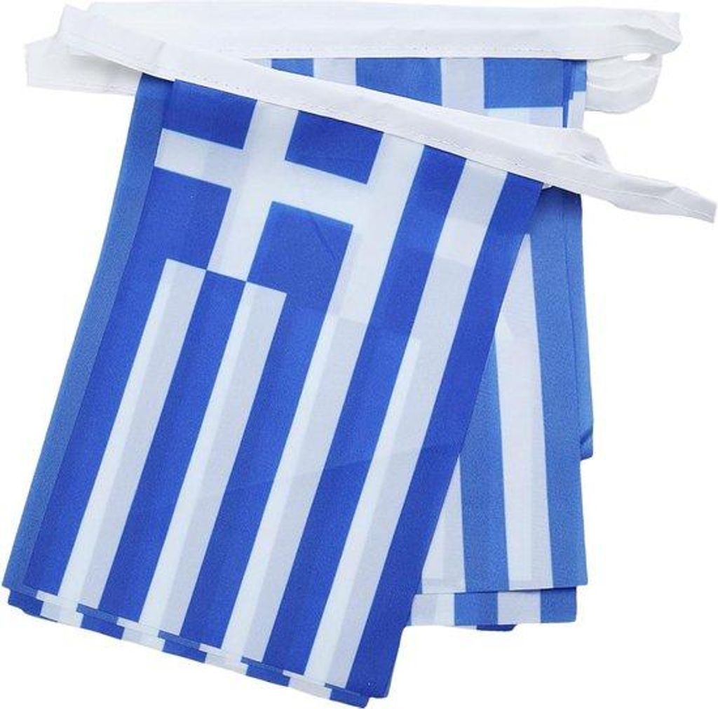 Griechische Flaggen - Feierliche Dekoration - Hitzegeätzte Ränder - 12 Meter - Blau-Weiß