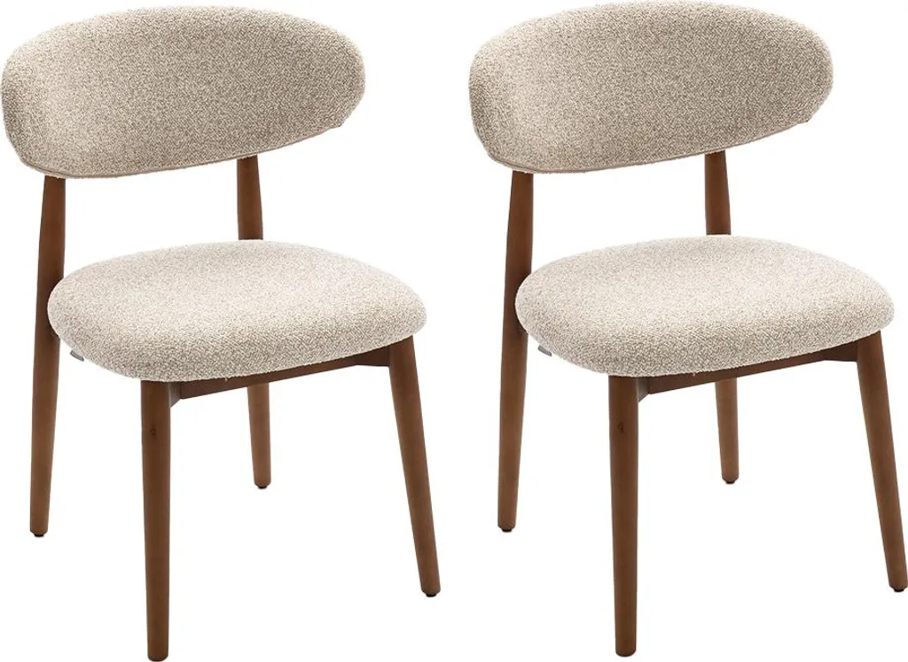 Chaise de salle à manger Alaro Sand en bois et tissu beige - Lot de 2