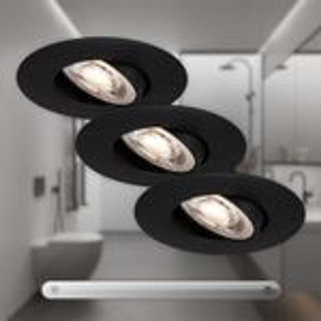 LED Einbauleuchte schwenkbar 3er-Set schwarz-matt 5W dimmbar IP23 Ø9cm Briloner