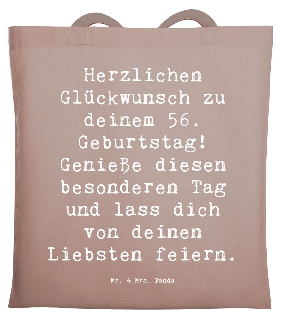 Mr. & Mrs. Panda Einkaufstasche Spruch 56. Geburtstag - Braun Pastell - Geschenk, canvas tasche, Zeit für Erinnerungen, Alter, Jubiläum, Tragetas...
