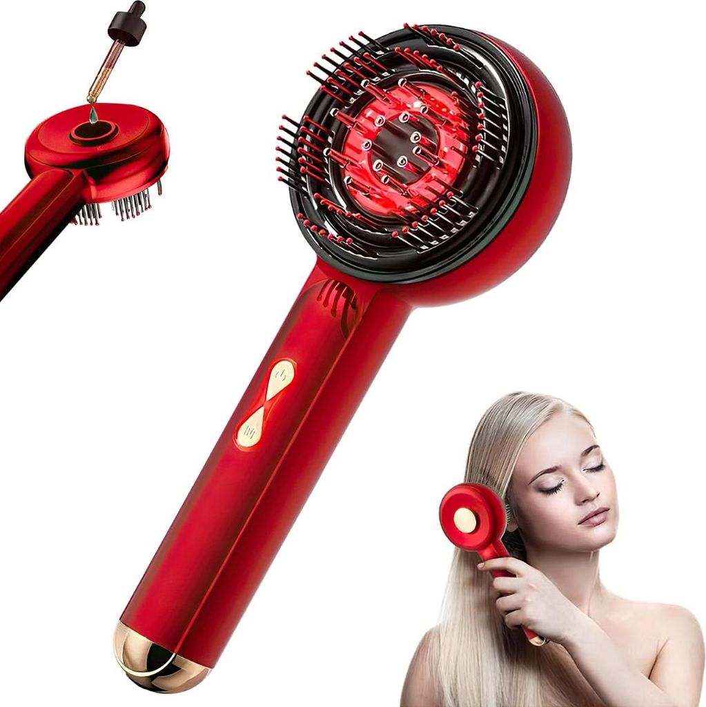 EMS Massagekamm, Rotlicht Haarbürste, Mikrostrom, Haarkur, Kopfhautpflege, wiederaufladbar, ergonomisch & bequem, zuhause anwendbar