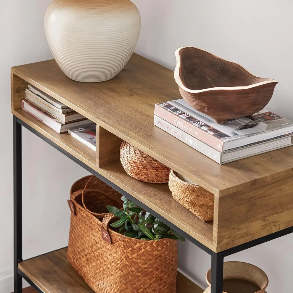 SoBuy Table de Console Industrielle avec 2 Compartiments de Rangement - 6