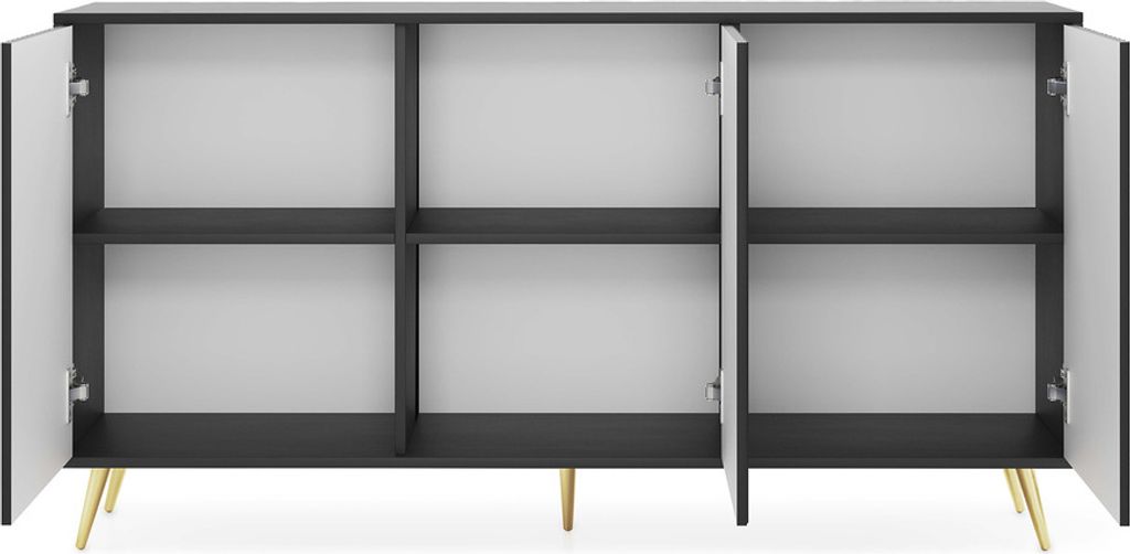 Selsey - Bello Kommode mit Lamellen-Fronten 154 cm schwarz Produktbild 4