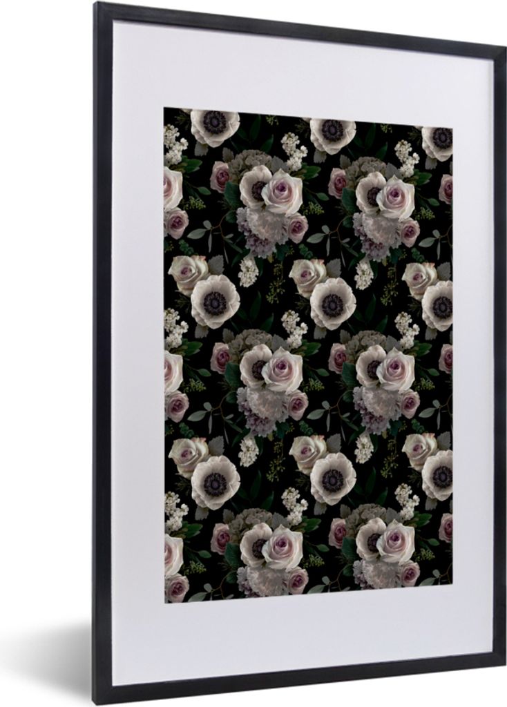 MuchoWow MuchoWow Gerahmtes Poster Blumen - Licht - Anemone 40x60 cm - Poster mit zchwarzem Bilderrahmen - Poster in Rahmen