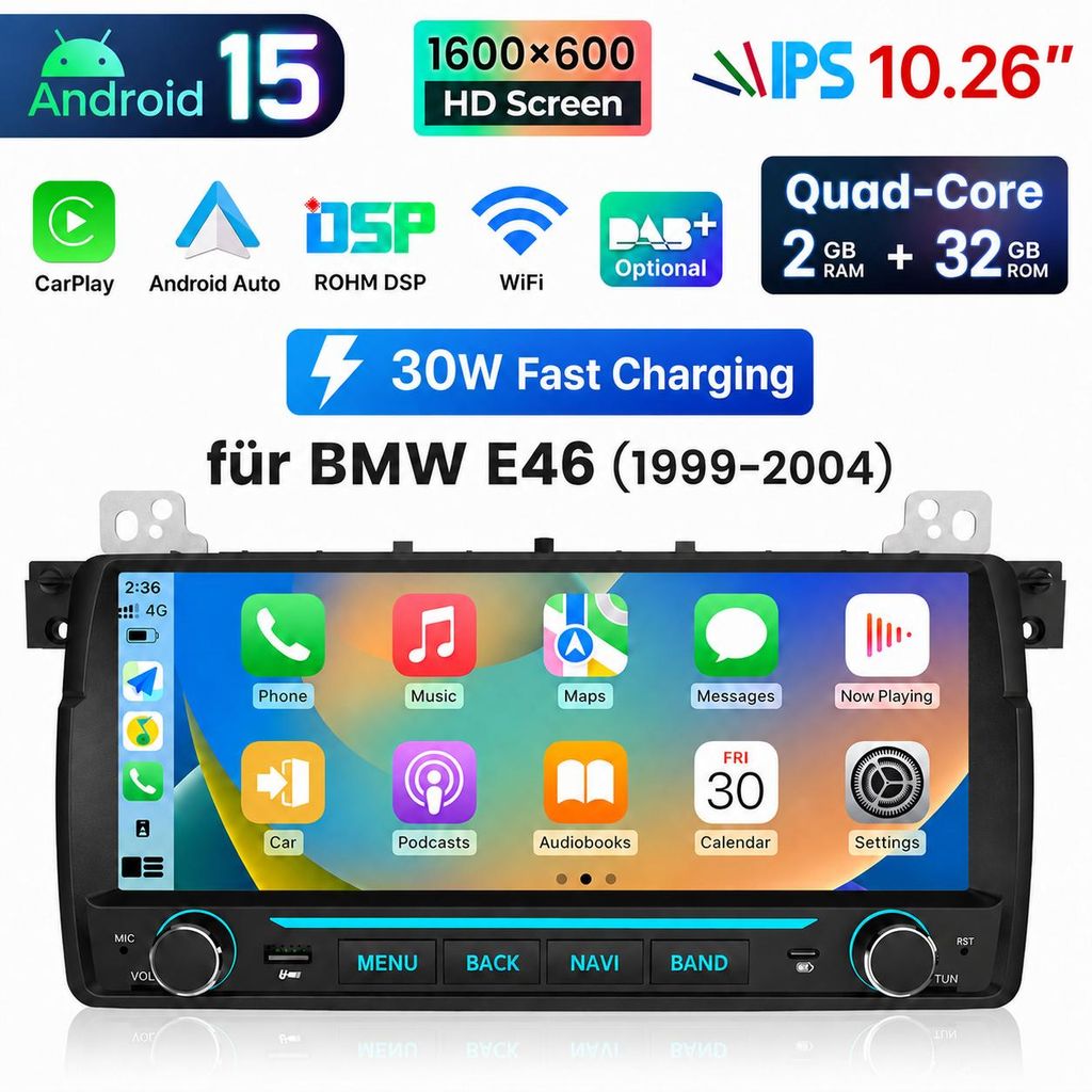 10,26-palcové autorádio s Androidom 15, 2+32 GB, CarPlay, Obrázok produktu  Obrázok generovaný UI