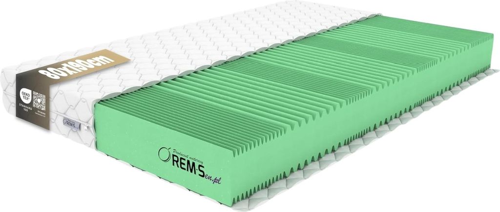 Matratze 80x190cm Höhe 15 cm Härtegrad 2 (H2) 7 Komfortzonen aus elastischem Polyurethanschaum mit Komfortschaum und Dreilagige Membranhülle, An...