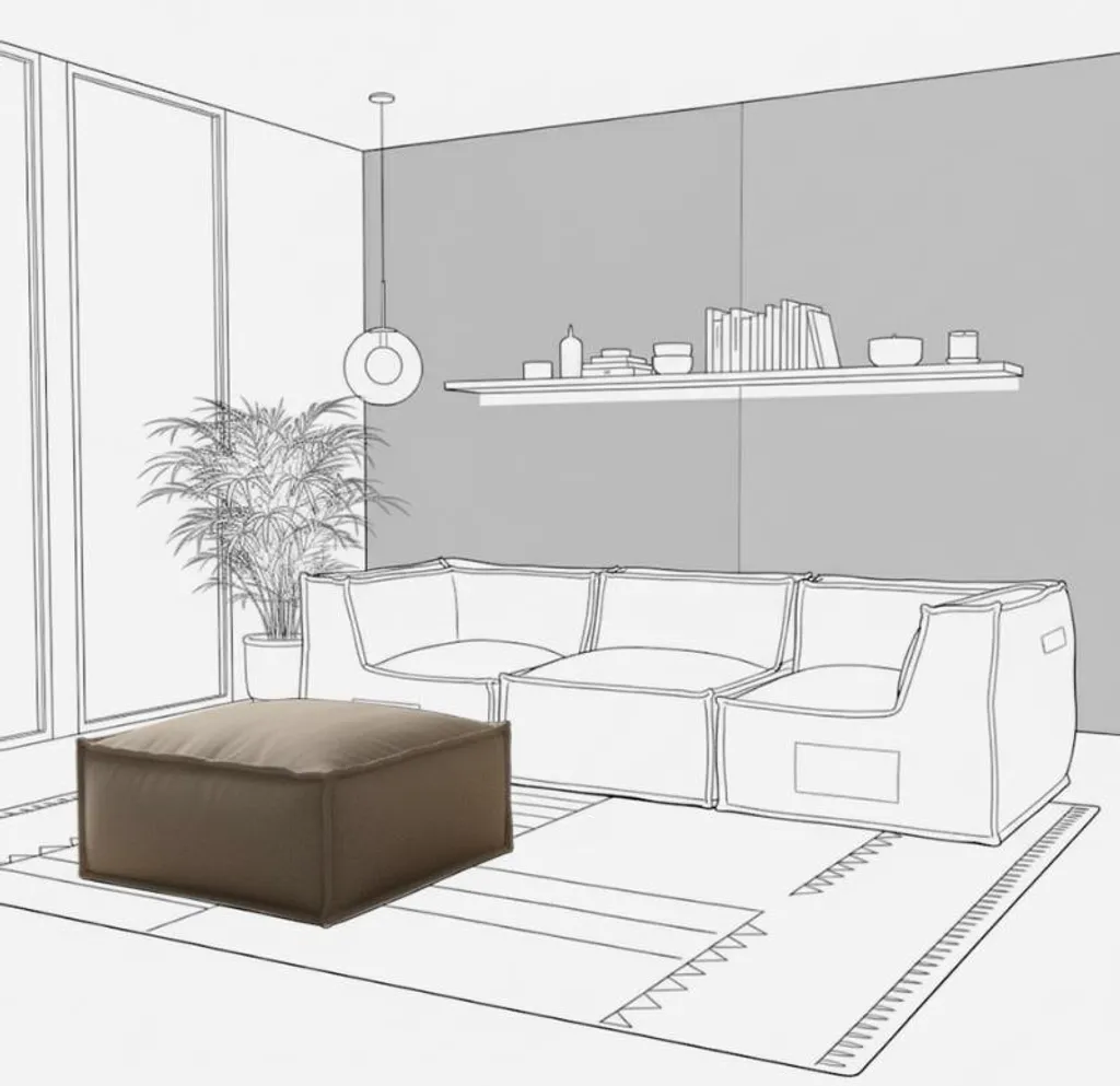 Chauffeuse méridienne effet lin beige pour canapé modulable 80x60 - 8