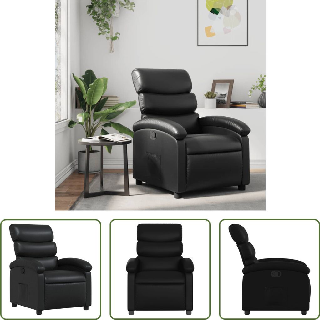 The Living Store Relaxsessel Schwarz Kunstleder