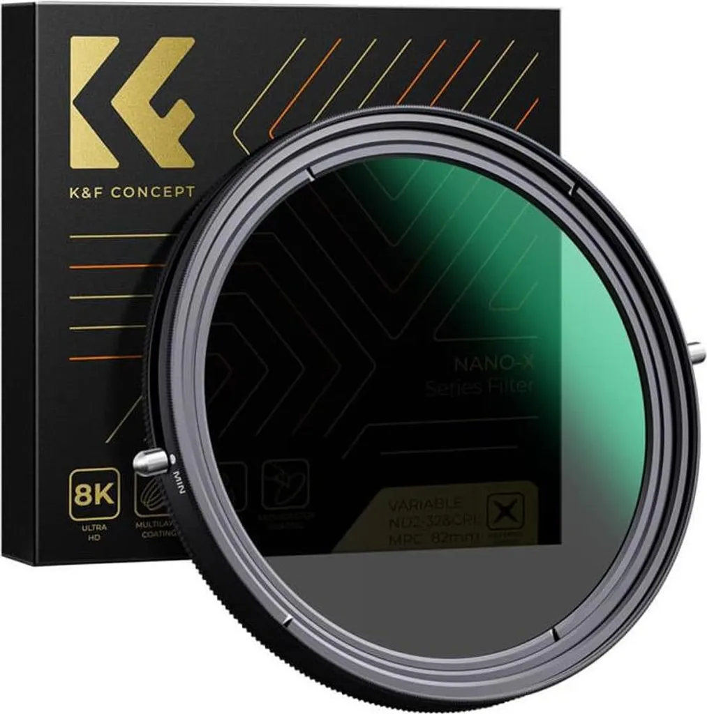 Filtre ND Variable et Polarisant 82mm K&F pour Vidéo et Paysages