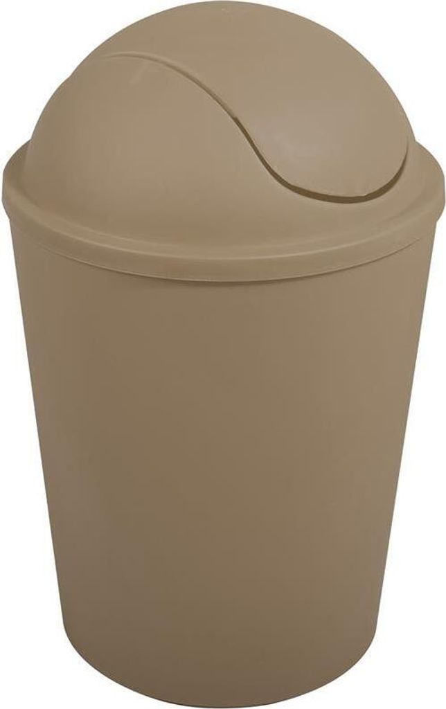 MSV Kosmetikeimer Abfalleimer Schwingdeckeleimer 5,5 Liter Kunststoff Taupe