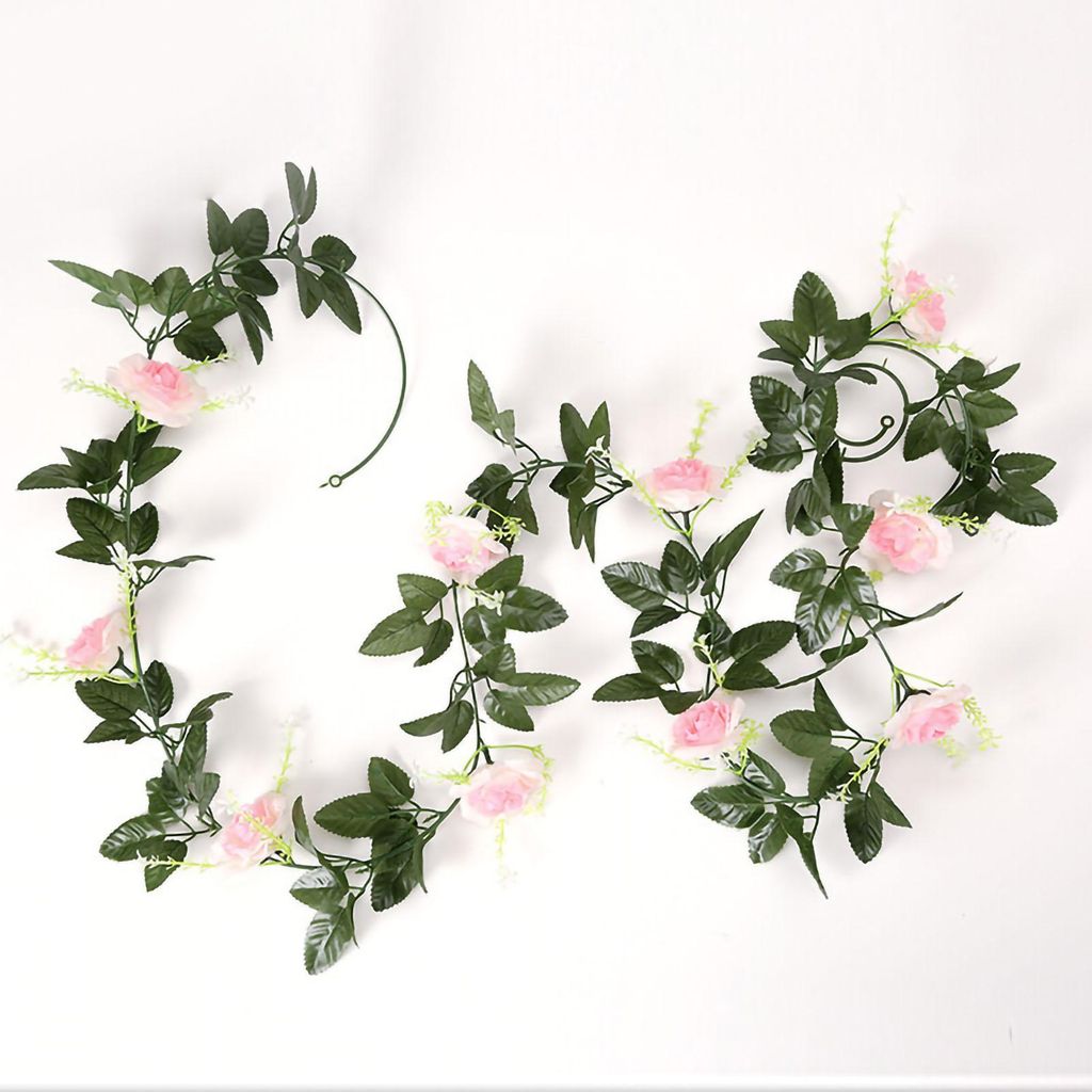 Künstliche Rosenrebe, 2,3 m, künstliche Blumen zum Aufhängen, Efeu für Hochzeit, Party, Rosa