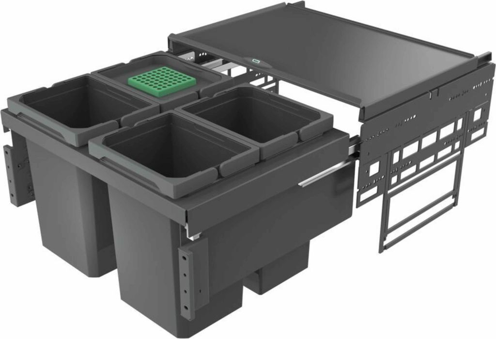 Naber 8013317 Abfallsammler Cox Base 360 S/600-4 mit Biodeckel, anthrazit / 60 cm Schrankbreite