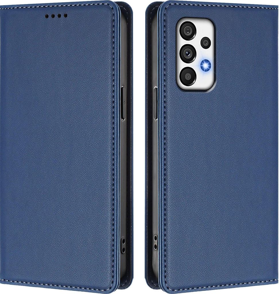 Handyhülle für Samsung Galaxy A72, Kunstleder Klapphülle Stoßfeste Magnetische Hülle mit Ständer Dunkelblau