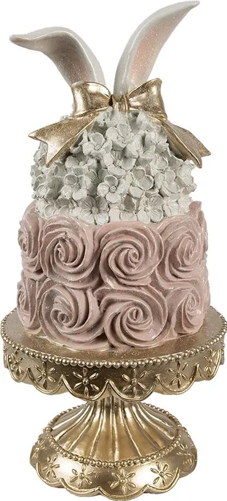 Figura Decorativa Clayre & Eef Alta Qualità Ø17x35cm - Rosa/Bianco