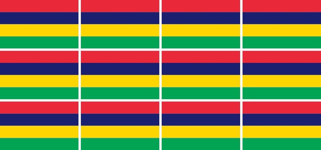 Mini Aufkleber Set - Pack glatt - 50x31mm - selbstklebender Sticker - Mauritius - Flagge / Banner / Standarte fürs Auto, Büro, zu Hause und die S...