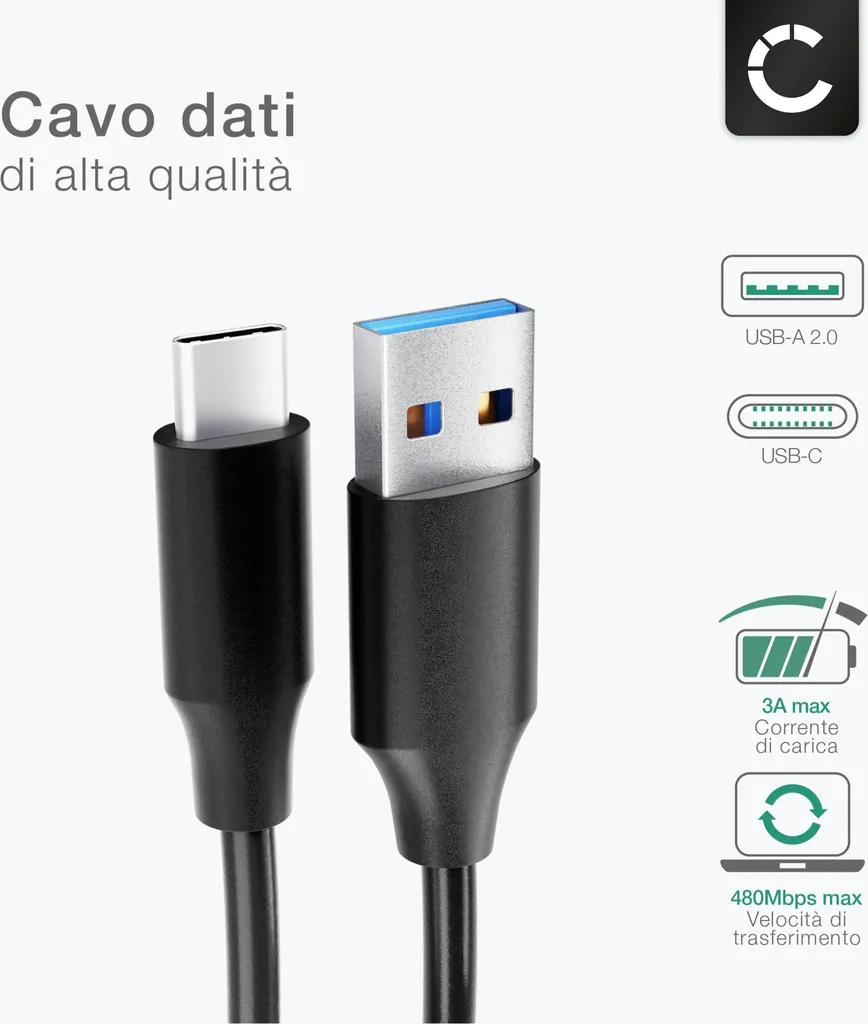 Cavo USB C Type C per telefono BlackBerry KEYone / KEY2, LE / KEYMotion