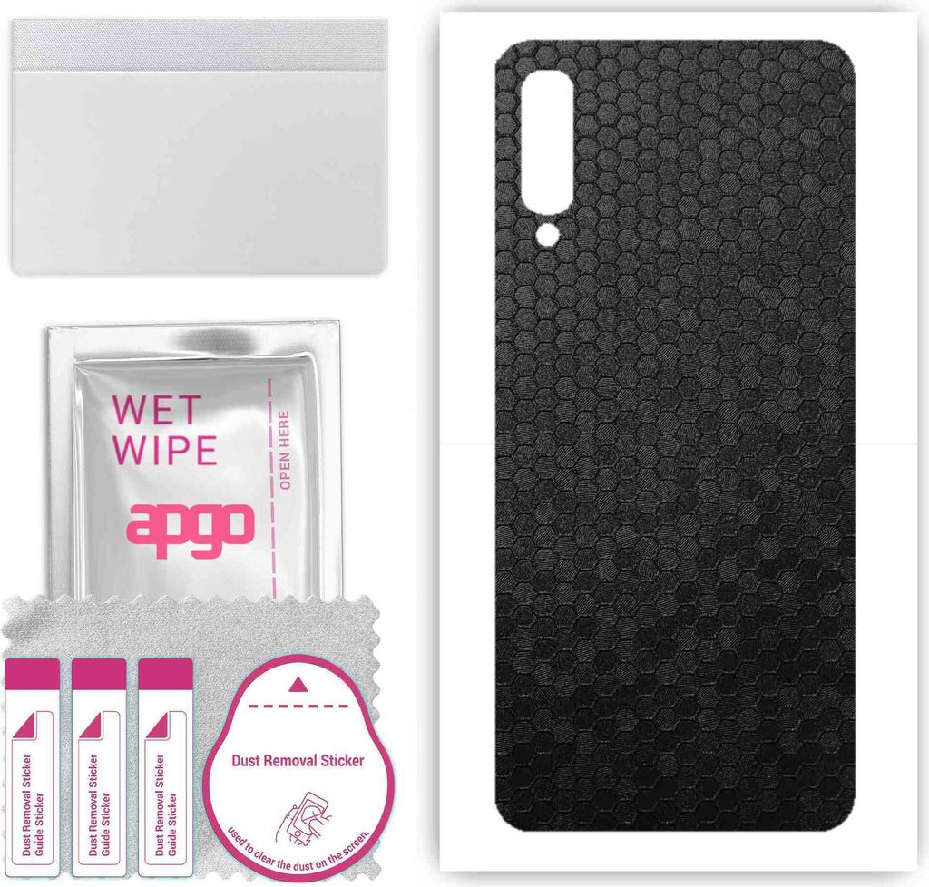 apgo Rückseite Schutzfolie, Skin, kompatibel mit Samsung Galaxy A50, Hinten Displayschutzfolie aus Vinylfolie, kratzfest, einfache Montage - Schwa...