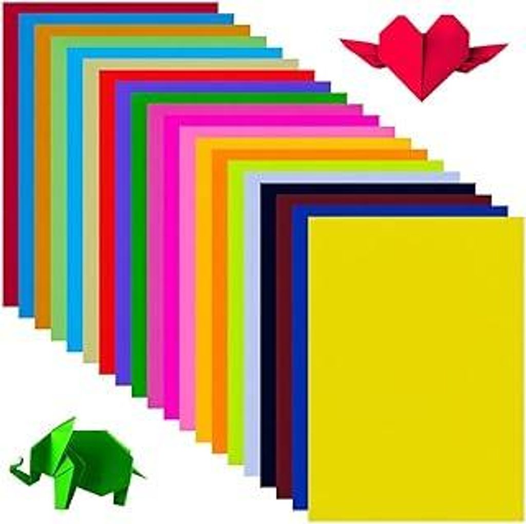 100 Blatt Buntes Papier A4, 20 leuchtende Farben,21,0 x 29,7 cm Tonpapier Bunt, Malpapier Kinder beidseitig Farbige Papiere doppelseitiges Faltpapi...