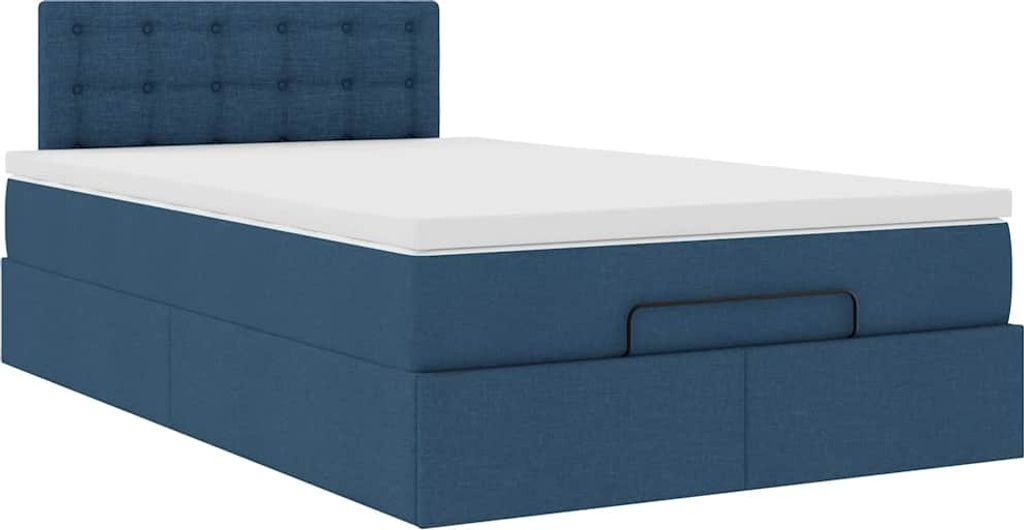 SYFAX Ottoman-Bett mit Matratze Blau 120x190 cm Stoff