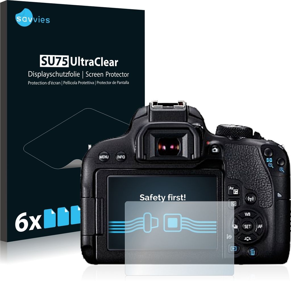 6x Für Canon EOS 800D Schutzfolie Savvies Displayschutz Produktbild 