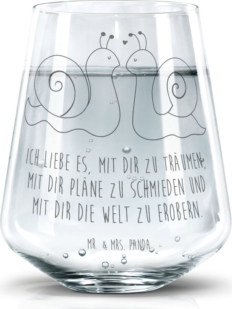 Mr. & Mrs. Panda Glas Schnecken Liebe - Transparent - Geschenk, Pärchen, Becherglas, Trinkglas, Ehe, Verliebt, Freundin, Saftglas, Wasserglas, Tum...