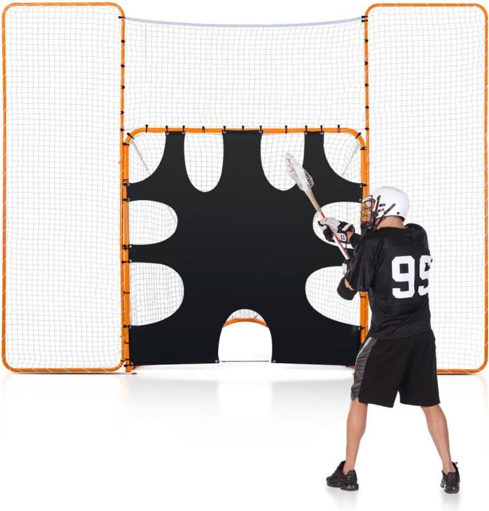 3 in 1 Lacrosse-Tor (3,66 x 2,74 m) - Großes Lacrosse-Netz mit Rücklaufsperre und Zielscheibe - Schnell und Einfach Aufzubauender Rebounder - Aus...
