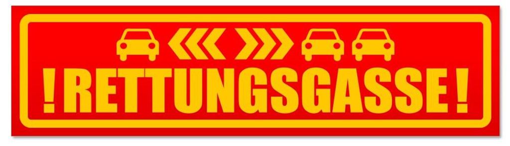 Kiwistar - Autoaufkleber - Rot - 60 x 16 cm - Rettungsgasse mit Autos - Hinweis Aufkleber Sticker für Auto, Kfz, Fahrrad, PKW, LKW