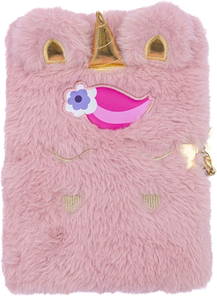 Vorhängeschloss Tagebuch A5 Fluffy haarige rosa Einhorn Astrapap Astra