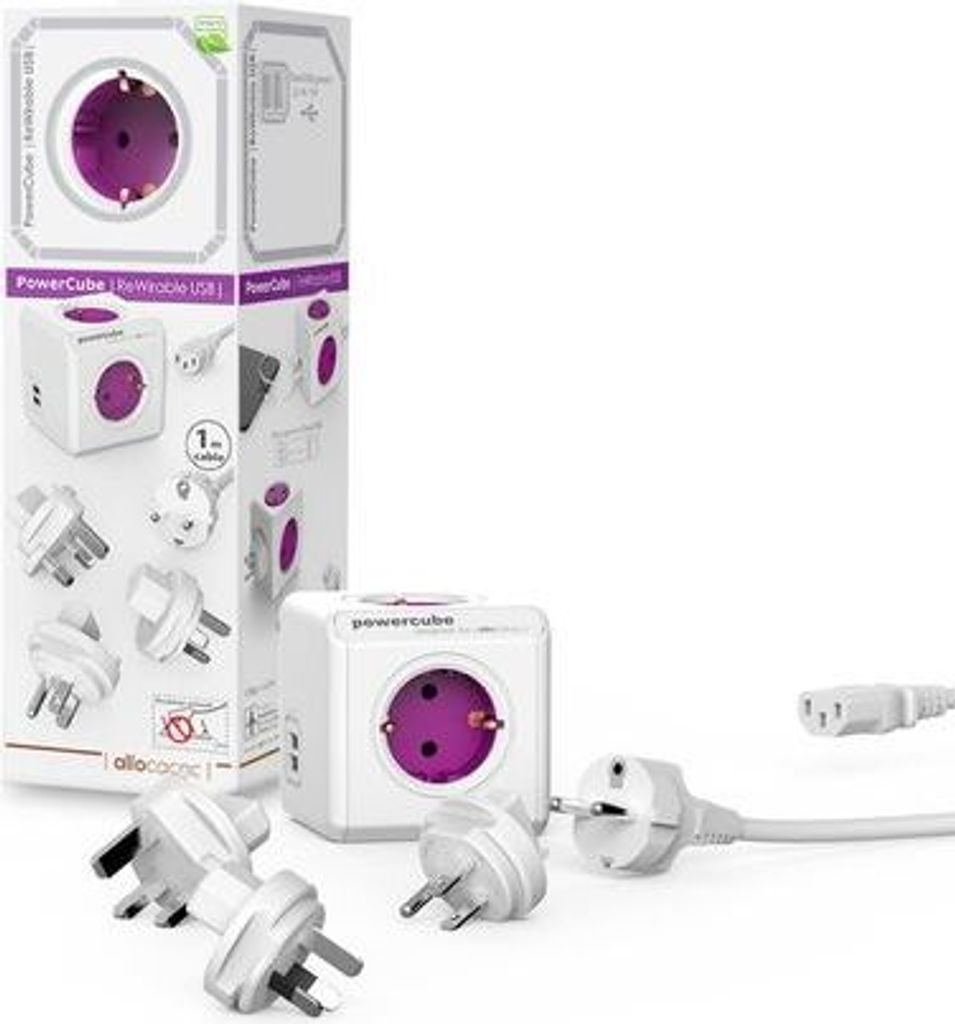 allocacoc ReWirable USB inkl. Reisestecker Set inkl. 1 m Kabel