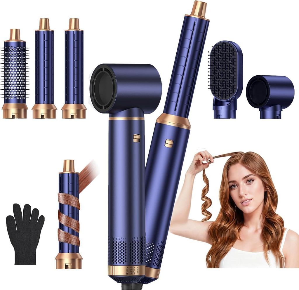 5 in 1 Warmluftbürste Air Brush, 5 In 1 Air Styler Set, Föhnbürste Set Mit 30mm Airflow Lockenstab| 1000W Haartrockner| Rundbürstenföhn, Geschenk